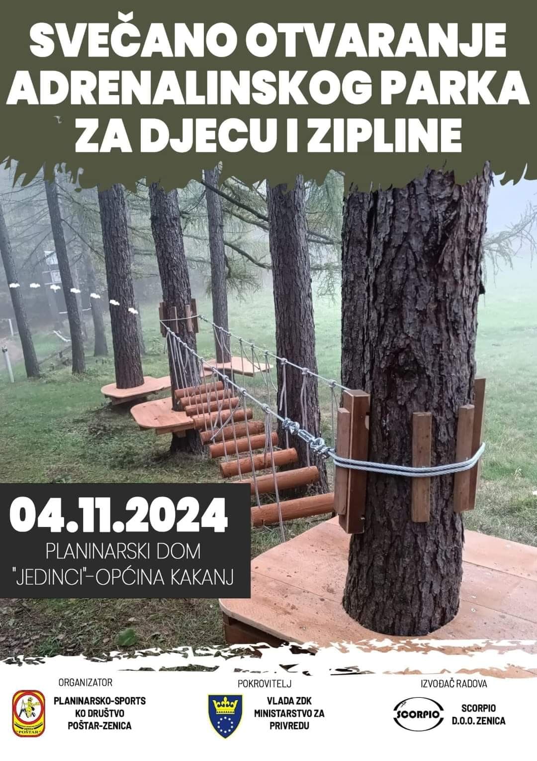 Svečano otvoren adrenalinski park za djecu i zipline kod planinarskog doma Jedinci